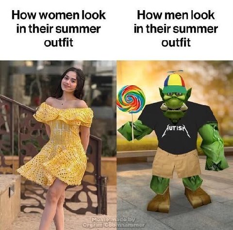How women look How men look in their summer in their summer outfit outfit a 4