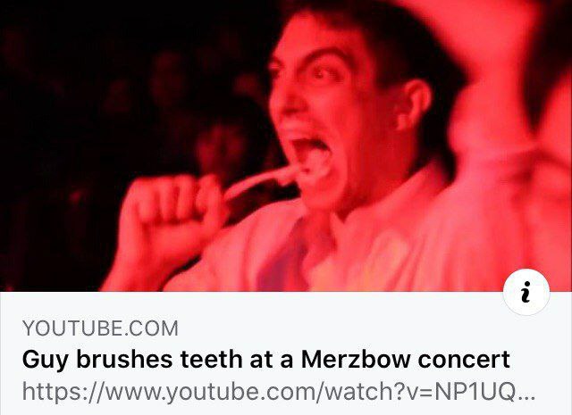 YOUTUBE.COM Guy brushes teeth at a Merzbow concert