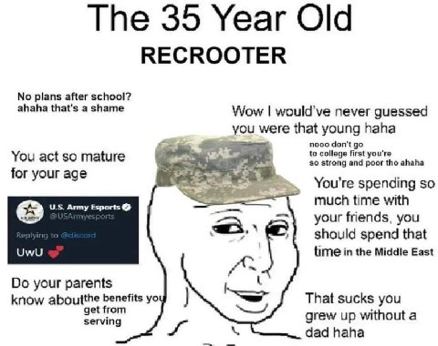 The 35 Year Old RECROOTER No plans after school? ahaha that's a shame Wow never guessed you were that young haha nooo don't You act so mature to college first you're so strong and poor tho ahaha for y