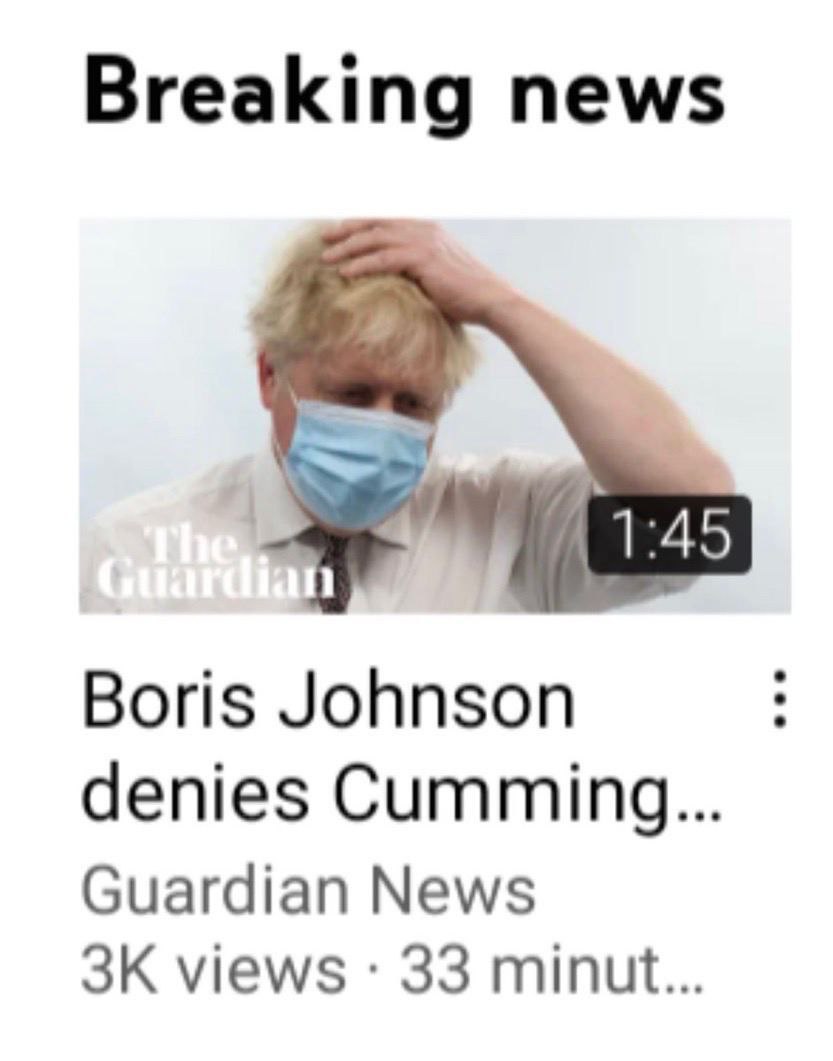 Breaking news 1:4 Boris Johnson denies Cumming... Guardian News views 33 minut...