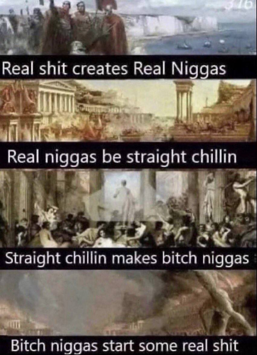 Real shit creates Real Niggas vit Real niggas be straight chillin Straight chillin makes bitch niggas we. Bitch niggas start some real shit