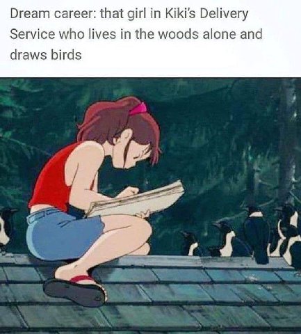 Dream career: that girl in Delivery Service who lives in the woods alone and draws birds