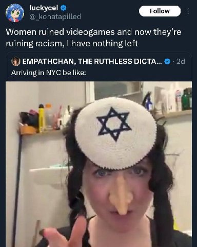 luckycel Women ruined videogames and now {Пеу’ге ruining racism, have nothing left ЕМРАТНСНАМ, THE RUTHLESS DICTA... Arriving in NYC be like: