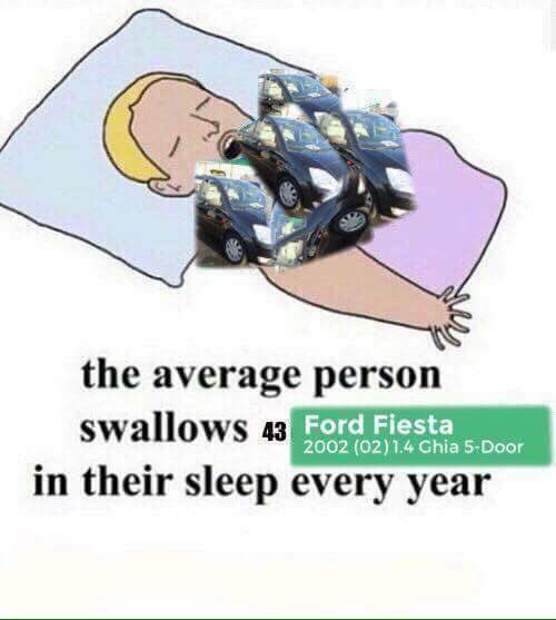 a* the average person swallows 43 2002 (02)1.4 Ghia 5-Роог in their sleep every year
