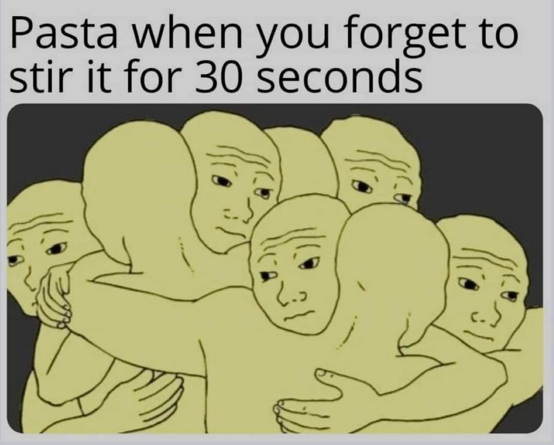 Pasta when you forget to Stir it for 30 seconds