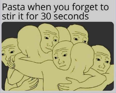 Pasta when you forget to Stir it for 30 seconds
