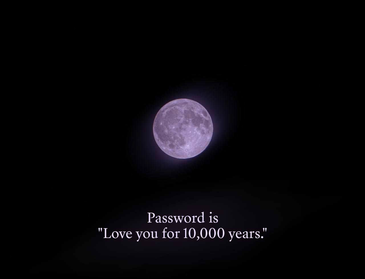 Password is "Love you for 10,000 years."