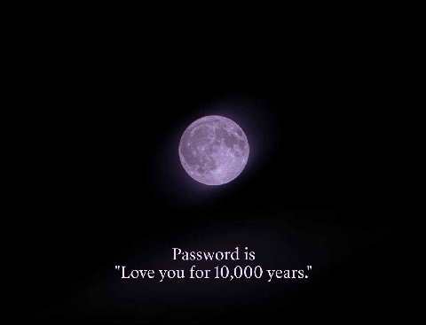 Password is "Love you for 10,000 years."