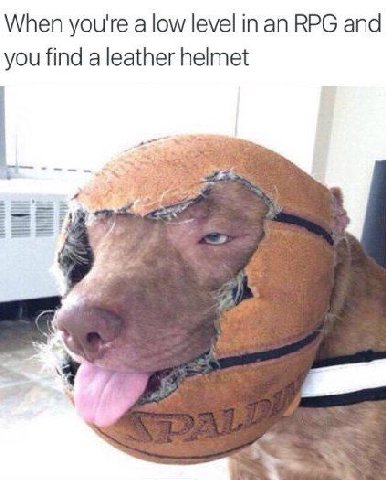 When you're a low level RPG and you find a leather helmet