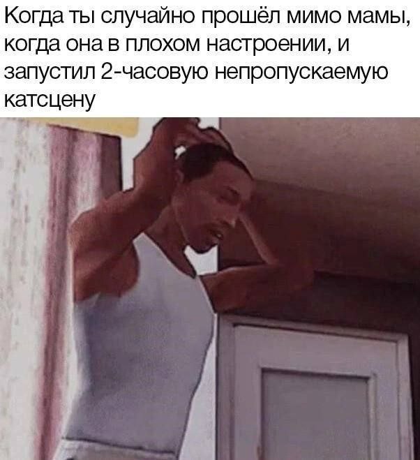 Когда ты случайно прошёл мимо мамы, когда она в плохом настроении, и запустил 2-часовую непропускаемую катсцену