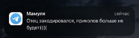 Мамуля сейчас Отец закодировался, приколов больше не будет((((