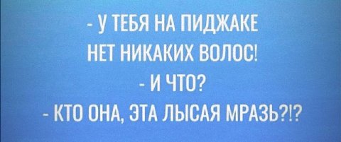 УТЕБЯ НА ПИДЖАКЕ НЕТ НИКАКИХ ВОЛОС! ИЧТО? КТО ОНА, ЭТА ЛЫСАЯ МРАЗЬ?!?