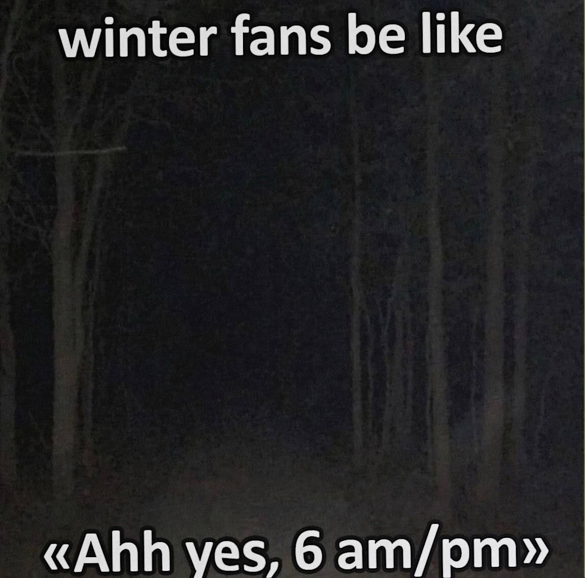 winter fans be like «Ahh yes, 6 am/pm»