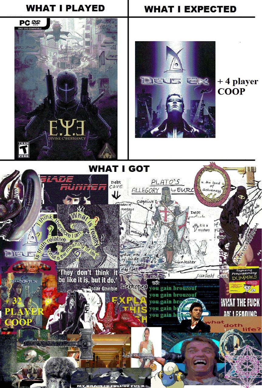 WHAT I PLAYED WHAT I EXPECTED в 4 player coop 4 7 СУРЕКМА МСУ WHAT I GOT 4 Bebt Ors A 4 ALLEGORY GAZ "4 Beot a a mystery sae think They don’t. think. it 3 к у 7 у #3 ЖЕ you cain 7. We А fed у REE В at