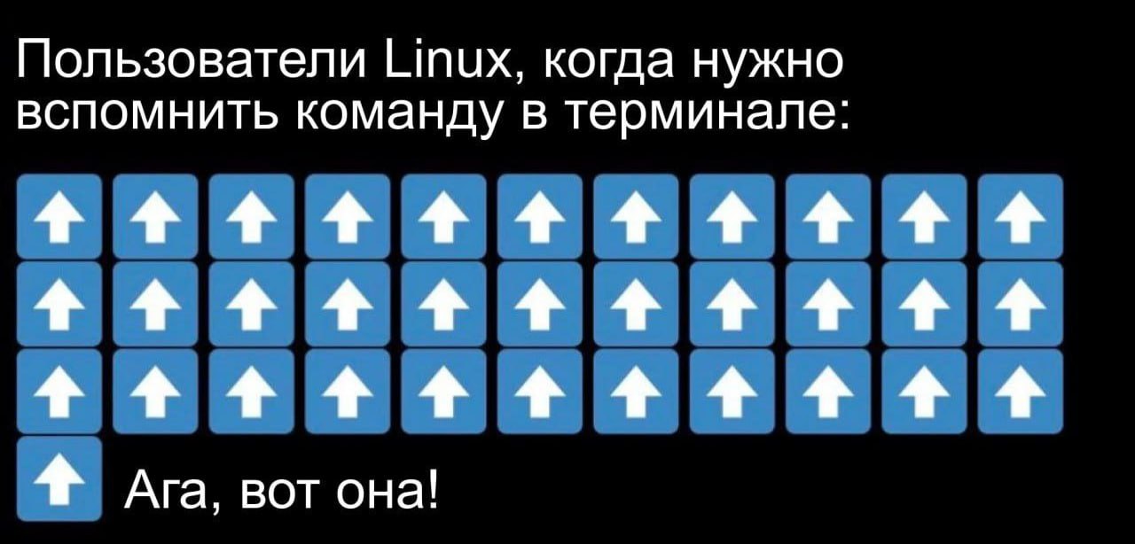 Пользователи Linux, когда нужно вспомнить команду в терминале: Ага, вот она!