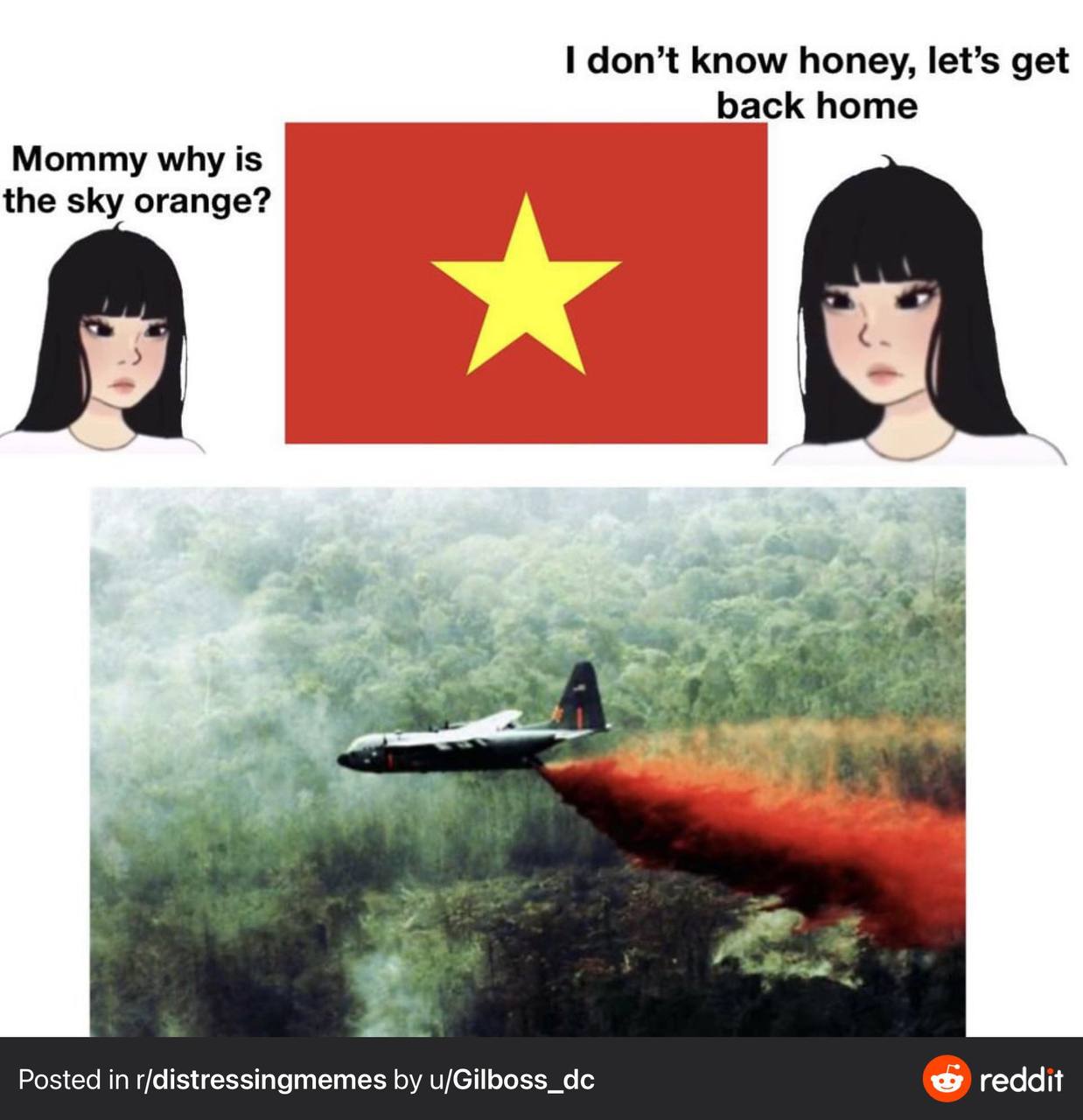 don’t know honey, let’s get back home Mommy why is the sky orange? за Posted in r/distressingmemes u/Gilboss_dc 55) reddit