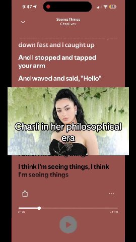 Charli inhemphilosophical Chailijin hemphilosophical Eharlijin her. philosophical And | stopped and tapped And waved and said, "Hello" I think I'm seeing things, | think I think about it all the time