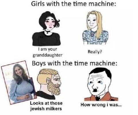 Girls with the time machine: в your granddaughter Boys with the time machine: Looks а those How wrong i was... jewish milkers