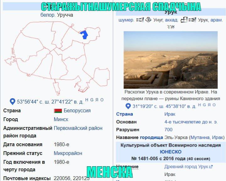 Уручча шумер. Yuyr, аккад. Урук, apam к. 27 2 Раскопки Урука в современном Ираке. переднем плане руины Каменного здания с 27°4122°в 31°19'20" с. Страна Белоруссия Страна Ирак Город Минск Основан тысяч