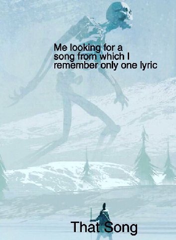 Me looking for a song from which remember only one lyric