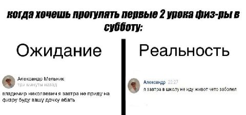 когда хочешь прогулять первые 2 урока физ-пы в субботу: Ожидание Реальность Александр Мельник Александр владимир николаевич я завтра не приду на я завтра в школу не иду живот чето заболел физру буду в