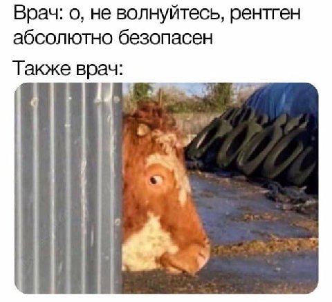 Врач: о, не волнуйтесь, рентген абсолютно безопасен Также врач: «У