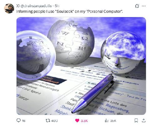 @draingangadulis Informing people use "Soulseek" my "Personal Computer”. у 22. Ory 16 13400