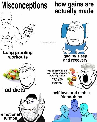 how gains are Misconceptions actually made A Long grueling workouts quality sleep and recovery (2 lots of protein. did У actually make jow you can 8) HEALTHY your own burgers? fad diets self love and 