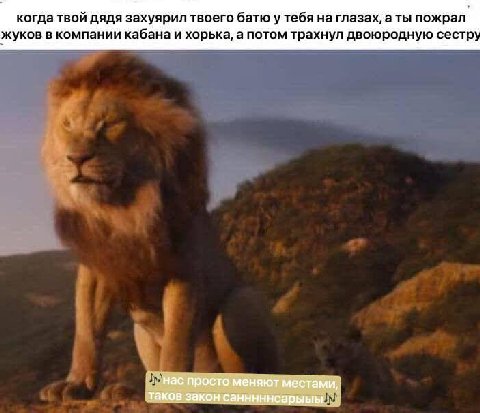 когда твой дядя захуярил твоего батю у тебя на глазах, а ты пожрал жуков в компании кабана и хорька, а потом трахнул двоюродную сестр просто меняют местами, таков закон санннннсарыыы