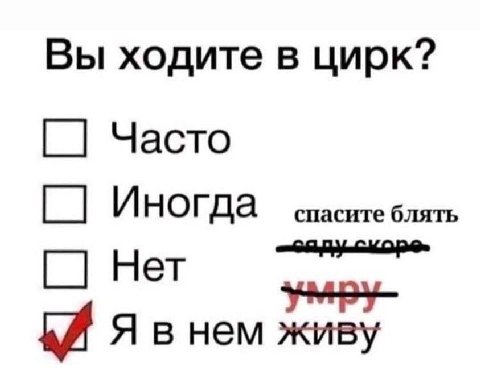 Вы ходите в цирк? Часто Иногда спасите блять Нет Я в HEM живу