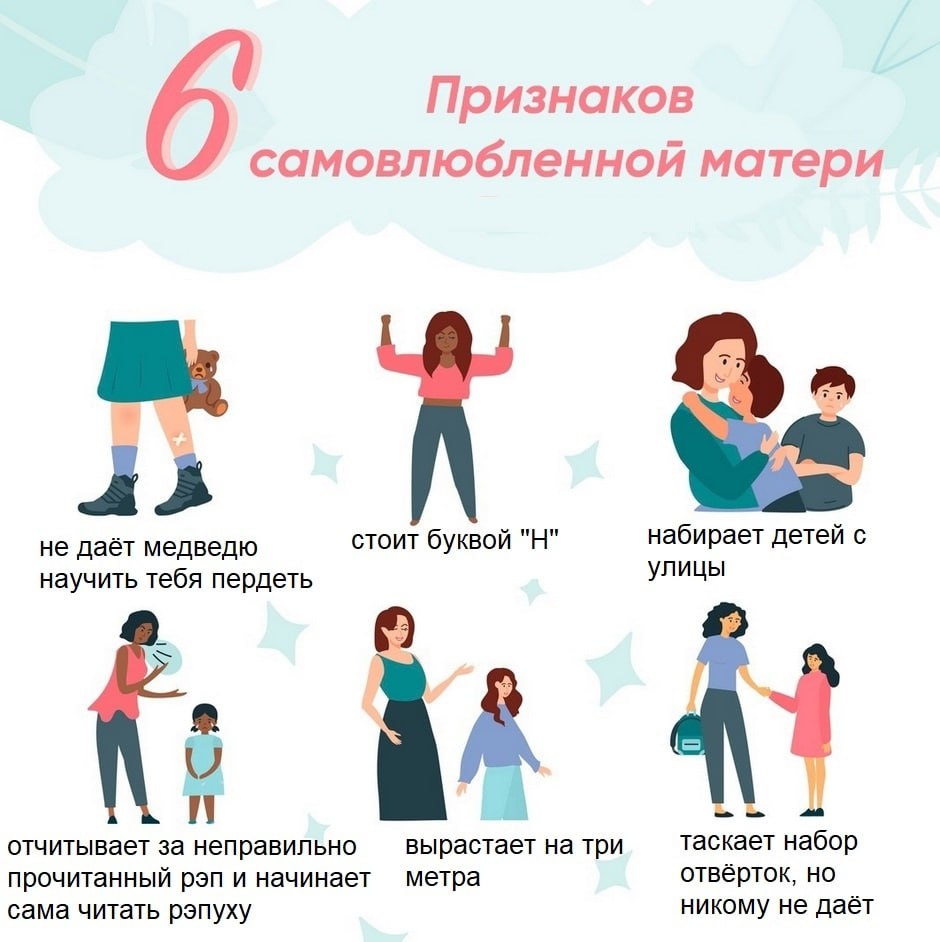 Признаков самовлюбленной матери не даёт медведю стоит буквой набирает детей с улицы научить тебя пердеть 41 отчитывает за неправильно вырастает на три таскает набор прочитанный рэп и начинает метра от