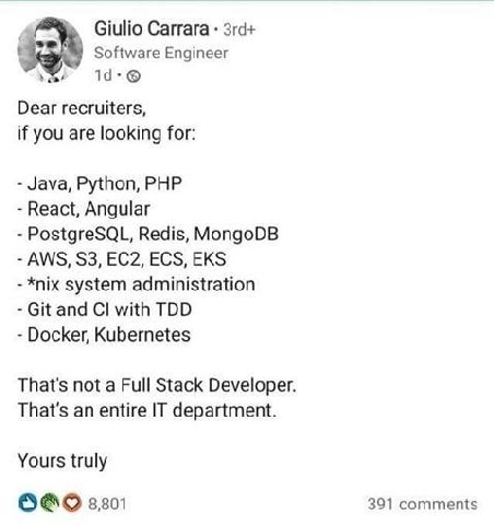 Giulio Carrara Software Engineer 19. Dear recruiters, if you are looking for: Java, Python, PHP React, Angular PostgreSQL, Redis, MongoDB AWS, ECS, EKS system administration Git and with TDD Docker, K