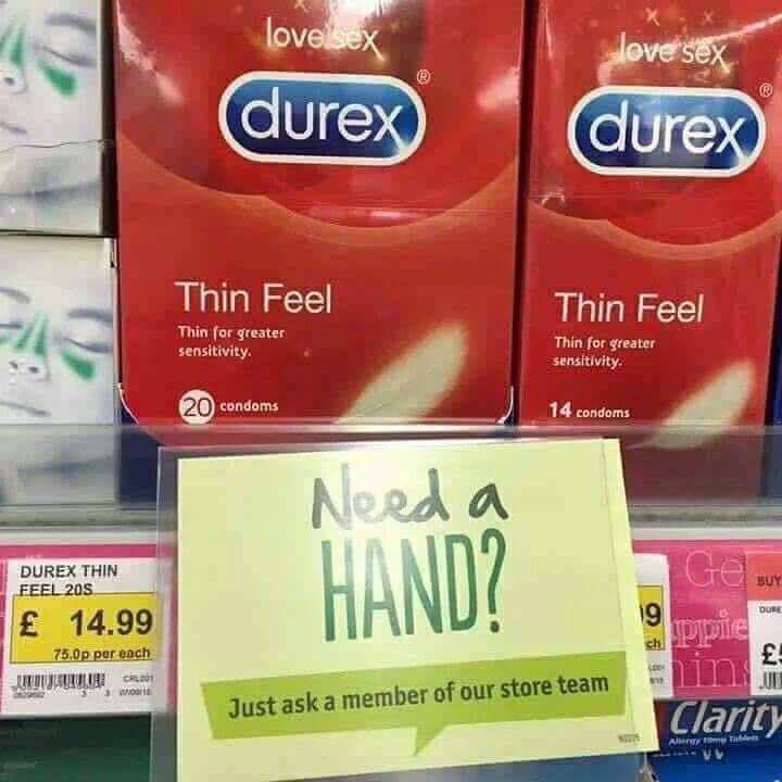 lov Thin Feel Thin Feel Thin for greater Thin for greater sensitivity. sensitivity. 14 condoms DUREX THIN FEEL 14.99 9 твор par each Just ask a member of our store Clarit