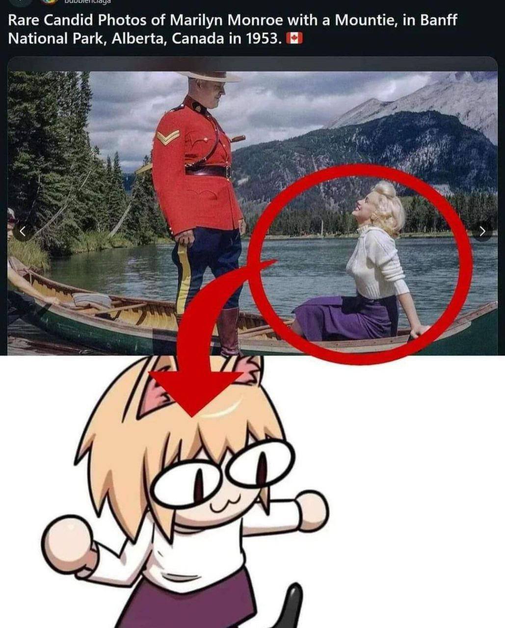 Rare Candid Photos of Marilyn Monroe with a Mountie, in Banff National Park, Alberta, Canada 1953. 8 A We 4