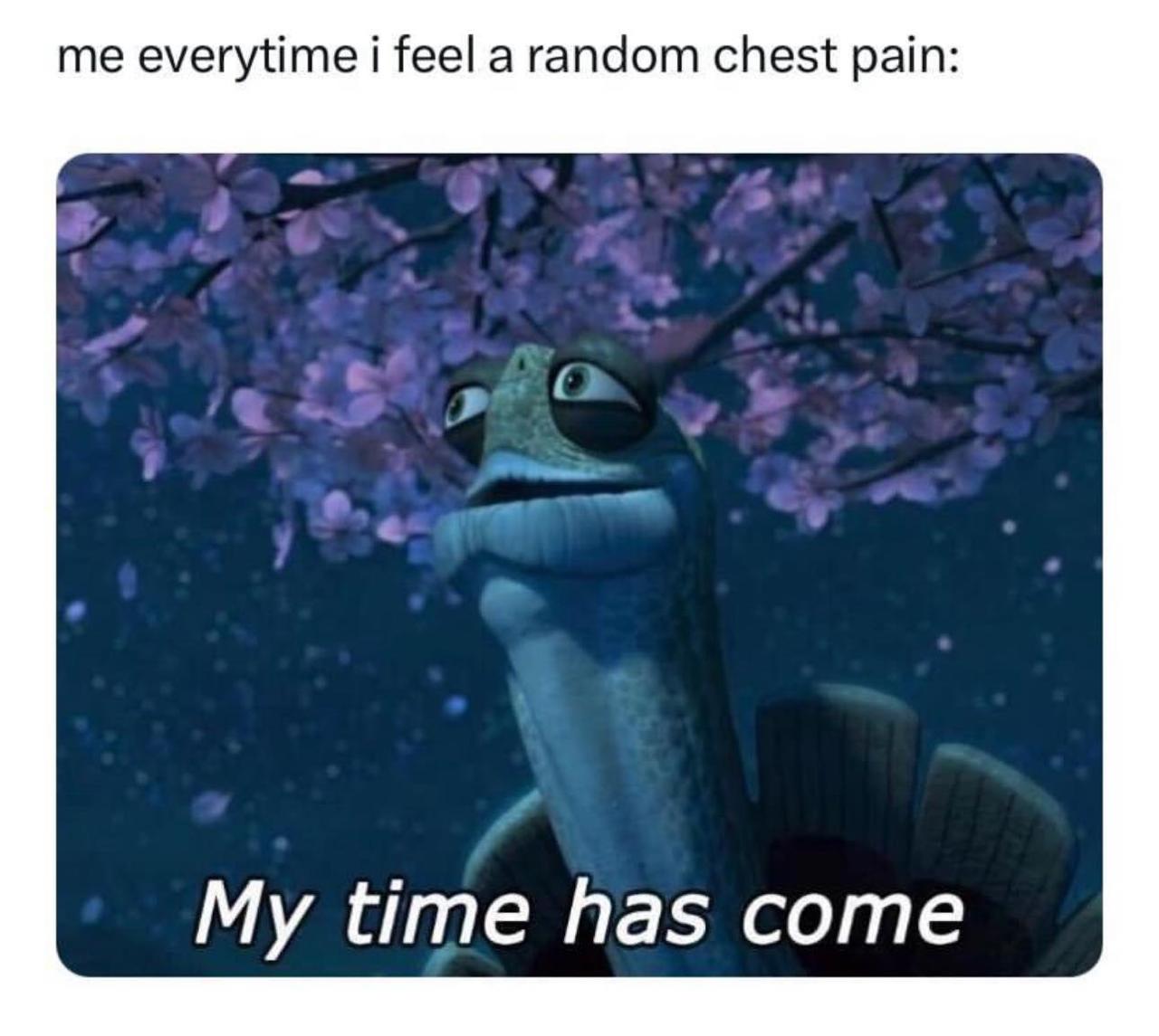 me everytime i feel a random chest pain: My time has come