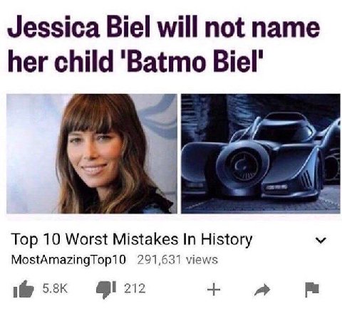 Jessica Biel will not name her child Biel’ 7 Тор 10 Worst Mistakes In History MostAmazingTop10 291,631 views a 1@ 212