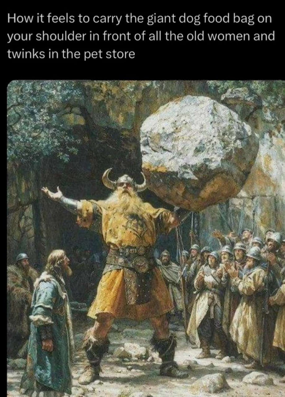 How К feels to carry the giant dog food bag your shoulder in front of all the old women and twinks in the pet store we у
