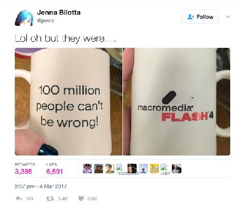 Jenna Bilotta Follow @jenna Lol but they were.. 100 millio people be и WEETS LIKES 3 385 6,591 2:57 4 Mar 2017