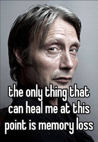 the only hing that can heal me at this point is memory loss