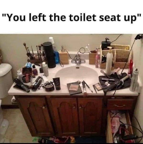 "You left the toilet seat up"