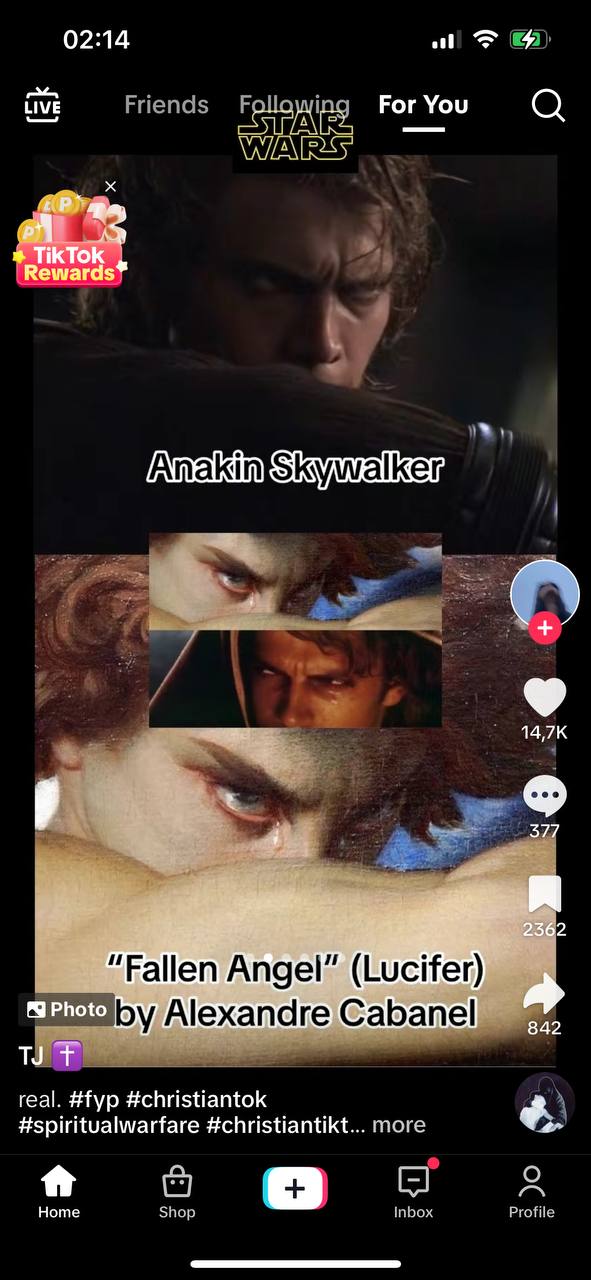 02:14 3 ivi Fellawing Рог You 2 “Fallen Angel” (Lucifer) Alexandre Cabanel 4 real. #fyp #christiantok #spiritualwarfare #christiantikt... more Ноте Shop Inbox Profile