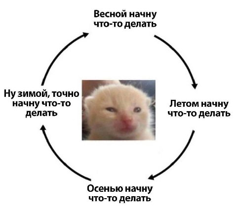 Весной начну что-то делать Ну зимой, точно начну что-то Летом начну делать что-то делать Осенью начну что-то делать