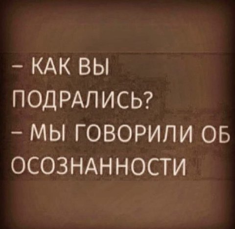 КАК ВЫ ПОДРАЛИСЬ? МЫ ГОВОРИЛИ ОБ ОСОЗНАННОСТИ