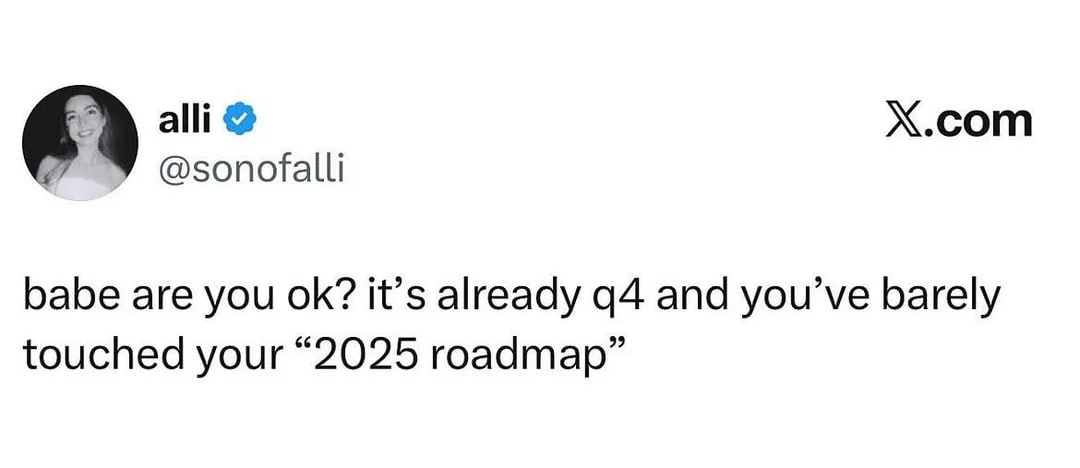 alli Х.сот У @sonofalli babe are you it’s already а4 and you’ve barely touched your “2025 roadmap”