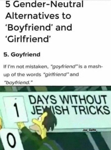 5 Gender-Neutral Alternatives to ‘Boyfriend’ and ‘Girlfriend’ 5. Goyfriend If not mistaken, “goyfriend” is a mash- up of the words “girlfriend” and “boytriend.” DAYS TRICKS