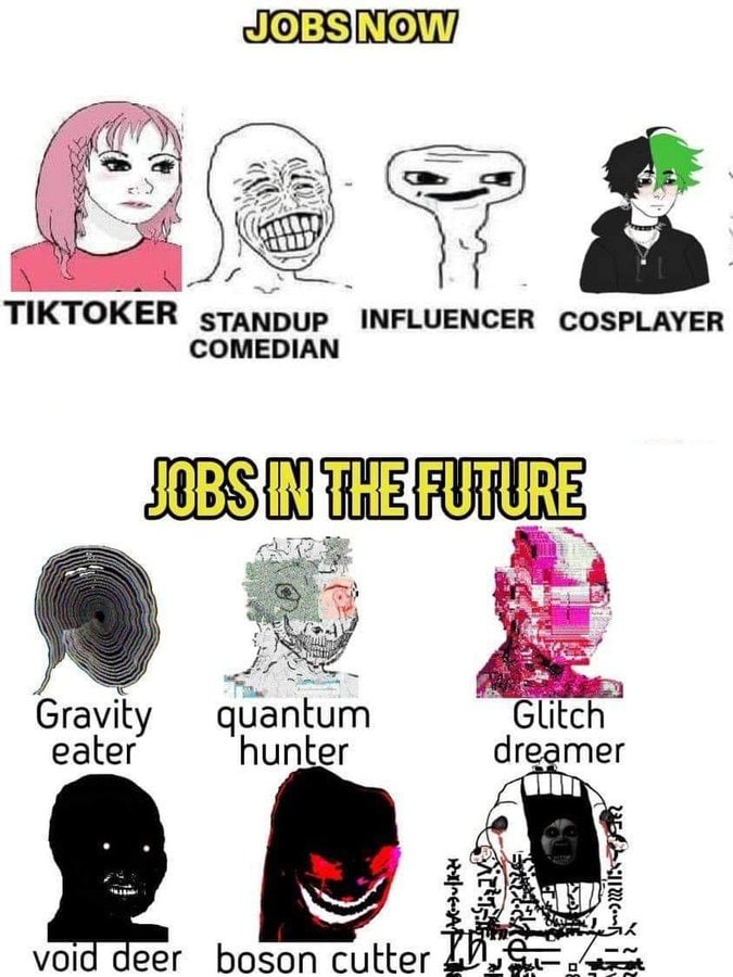 a TIKTOKER stanpup INFLUENCER COSPLAYER COMEDIAN Gravity quantum Glitch eater hunter dreamer у void deer boson cutter