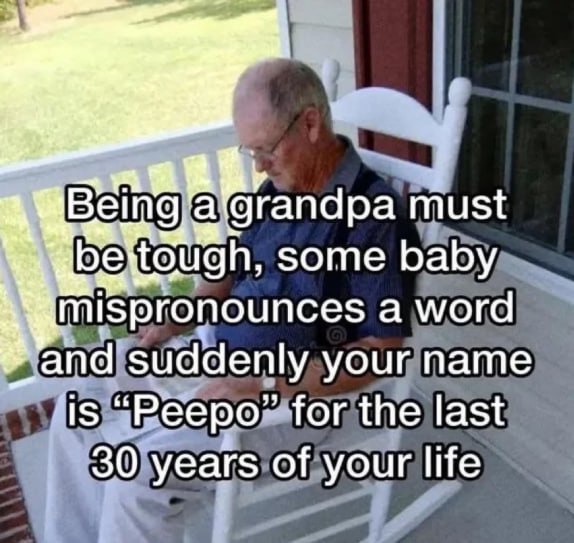 Bein must tough, some baby mispronounces а word and suddenly your name 15 “Рееро” for the last 30 years of your life