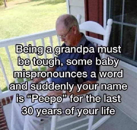 Bein must tough, some baby mispronounces а word and suddenly your name 15 “Рееро” for the last 30 years of your life