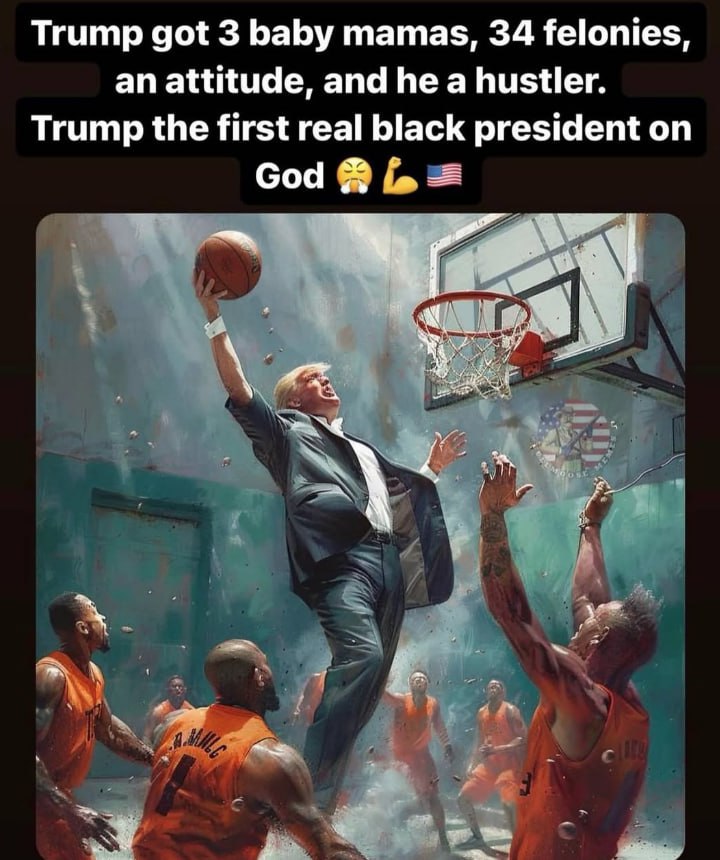 Trump got 3 Бабу mamas, 34 felonies an attitude, and he a hustler Trump the first real president on God у