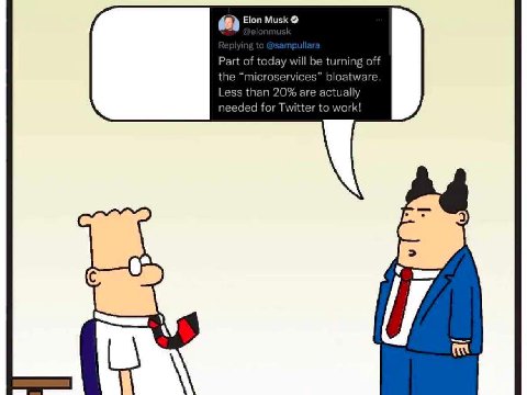 Elon Musk Part of today will be turning off the “microservices” bloatware. Less than 20% are actually needed for Twitter to work!